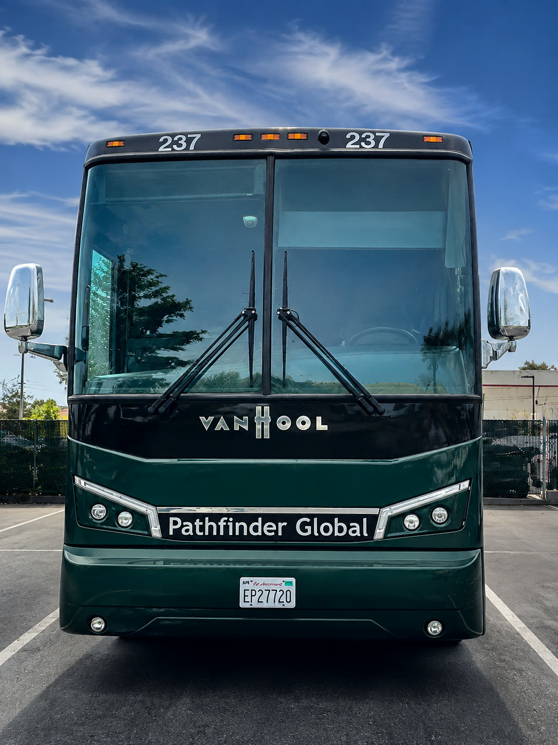 Four Season Travel Mini Coach photographed head on from the front